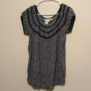 Studio M Black and White Polka Dot Blouse - Size L